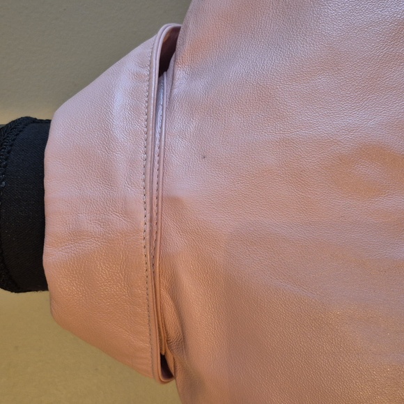 OXYHO SORENTO Women's Leather Pale Pink Moto Jacket, Satin Lined, Size Medium - Picture 13 of 16